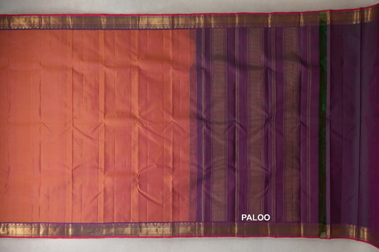 Dual Tone of Yellow and Pink Vintage Kanjivaram Silk Saree paloo