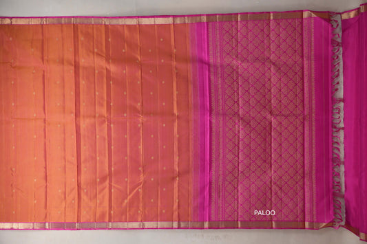 Dual Tone of Yellow and Pink Vintage Kanjivaram Silk Saree SS9299