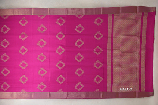 Bright Magenta Pink Mysore Silk Saree paloo