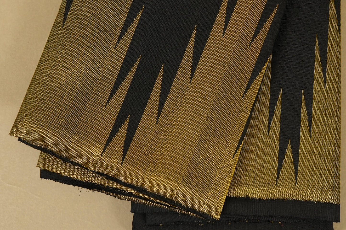 Black with Temple Borders Vintage Kanjivaram Silk Saree borders