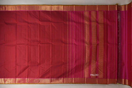 Deep reddish maroon with Bright pink Vintage Kanjivaram Silk Saree SS9314