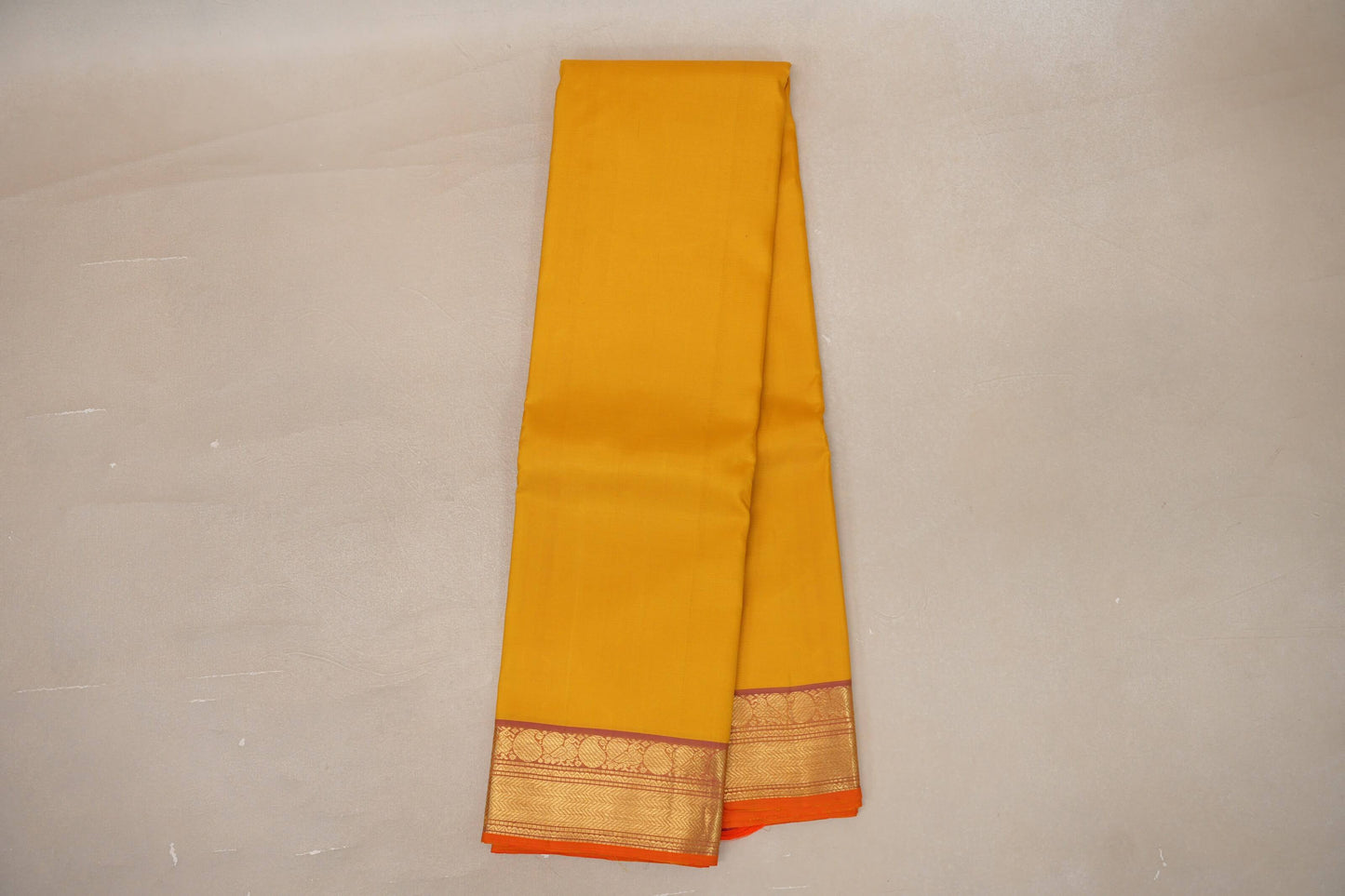 Bright yellow Vintage Kanjivaram Silk Saree SS9317