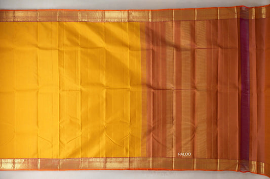 Bright yellow Vintage Kanjivaram Silk Saree SS9317