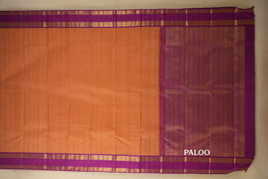 Peach with Magenta Borders Vintage Kanjivaram Silk Saree paloo
