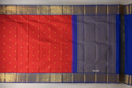 Bright red with bright blue Vintage Kanjivaram Silk Saree SS9319