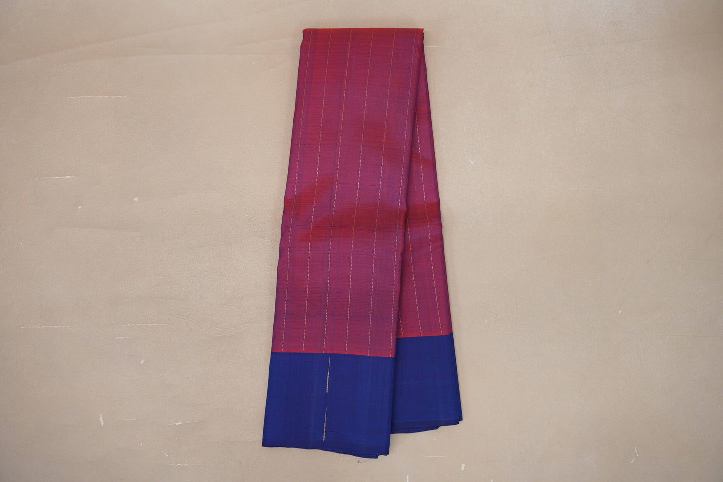 Dual Tone of Bright Red and Blue Vegan Kanjivaram Silk Saree SS9322