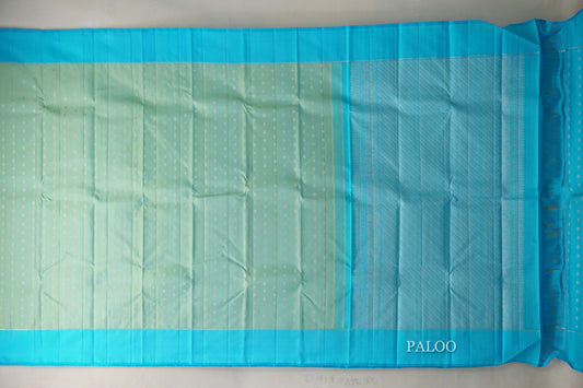 Dual Tone Mint Green and Aqua Blue with Aqua Blue Borders Vintage Kanjivaram Silk Saree paloo