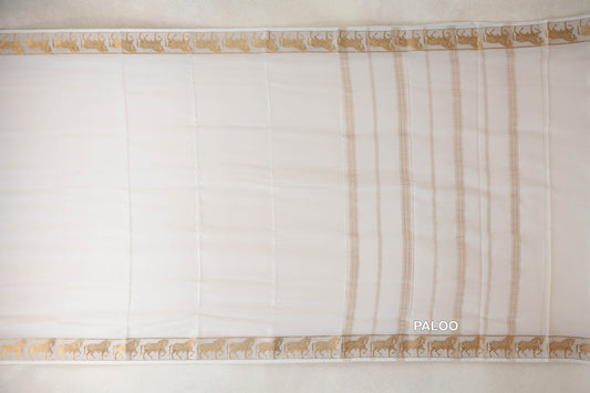 Off white Mysore Silk Saree paloo