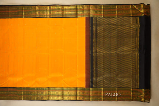 Mango Yellow Kanjivaram Silk Saree Paloo
