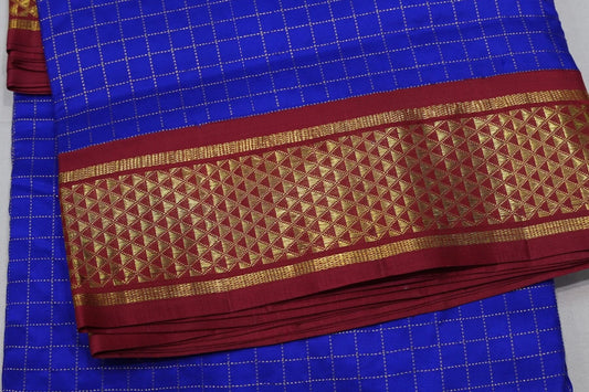 Checked ten yards madisar silk saree