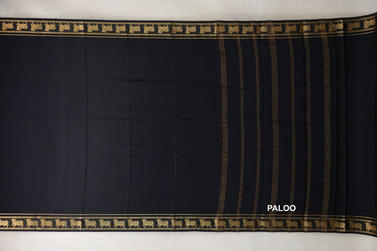Black Mysore Silk Saree paloo