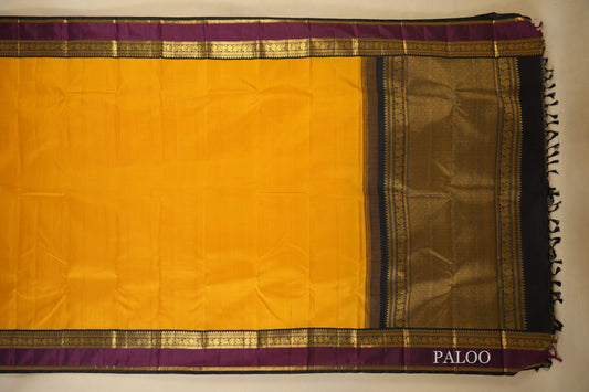 Mustard Vintage Kanjivaram Silk Saree Paloo