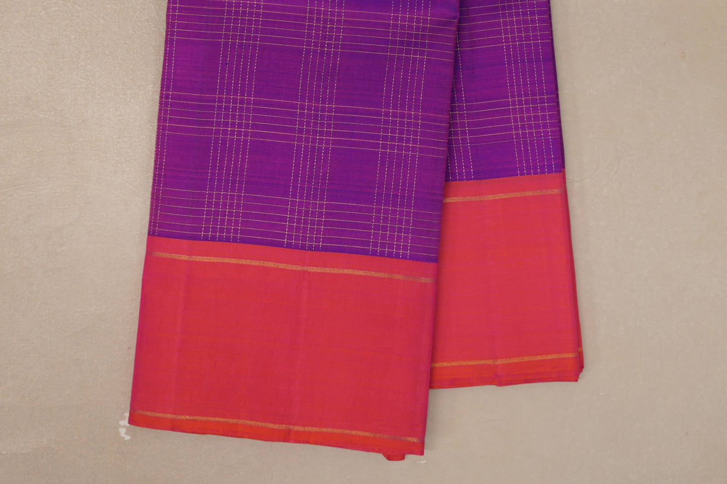 Dual Tone of Pink and Blue with Vintage Kanjivaram Silk Saree borders