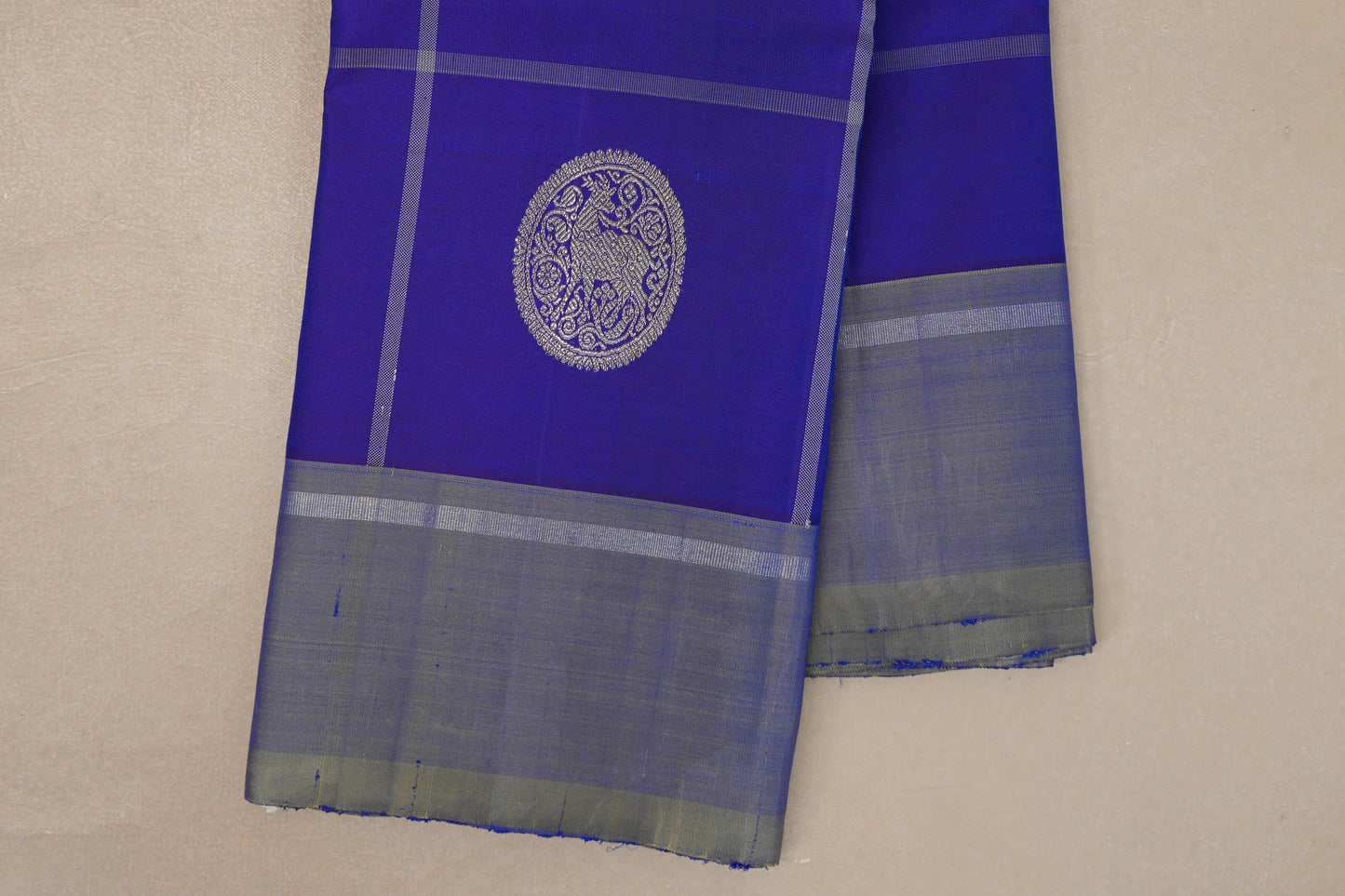 Dual Tone of Violet and Blue Vintage Kanjivaram Silk Saree borders