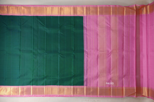 Dual Tone Peacock Green and Violet Vintage Kanjivaram Silk Saree SS9373