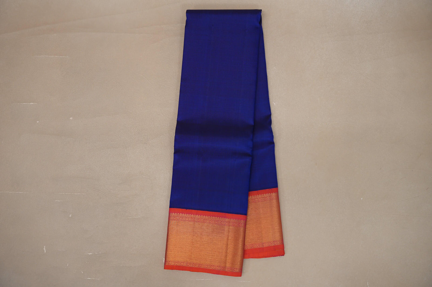 Deep blue with Orangish Pink borders Vintage Kanjivaram Silk Saree SS9381