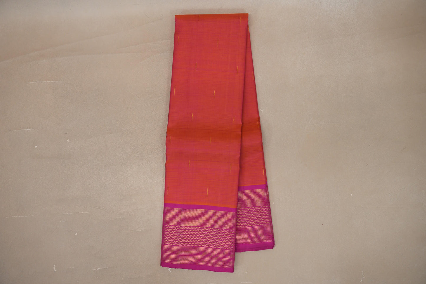 Dual Tone Orangish Pink and Pink Vintage Kanjivaram Silk Saree SS9384