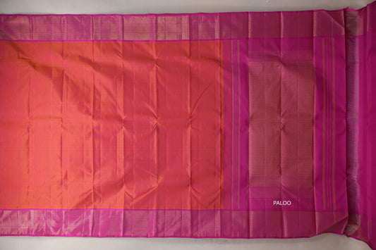 Dual Tone Orangish Pink and Pink Vintage Kanjivaram Silk Saree SS9384