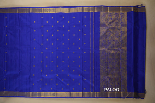 Royal Blue Vintage Kanjivaram Silk Saree paloo