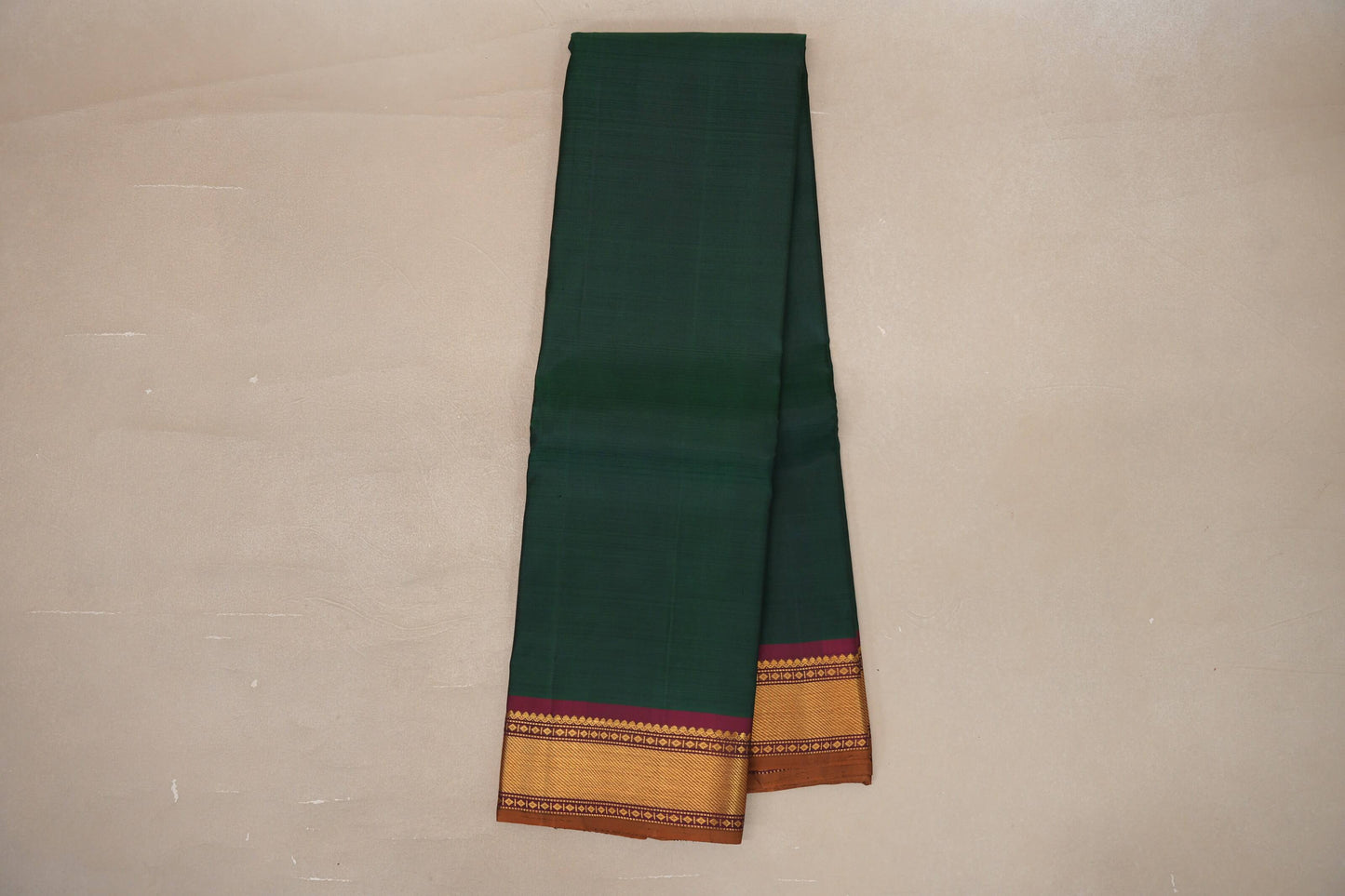 Bottle Green with deep maroon borders Vintage Kanjivaram Silk Saree SS9389