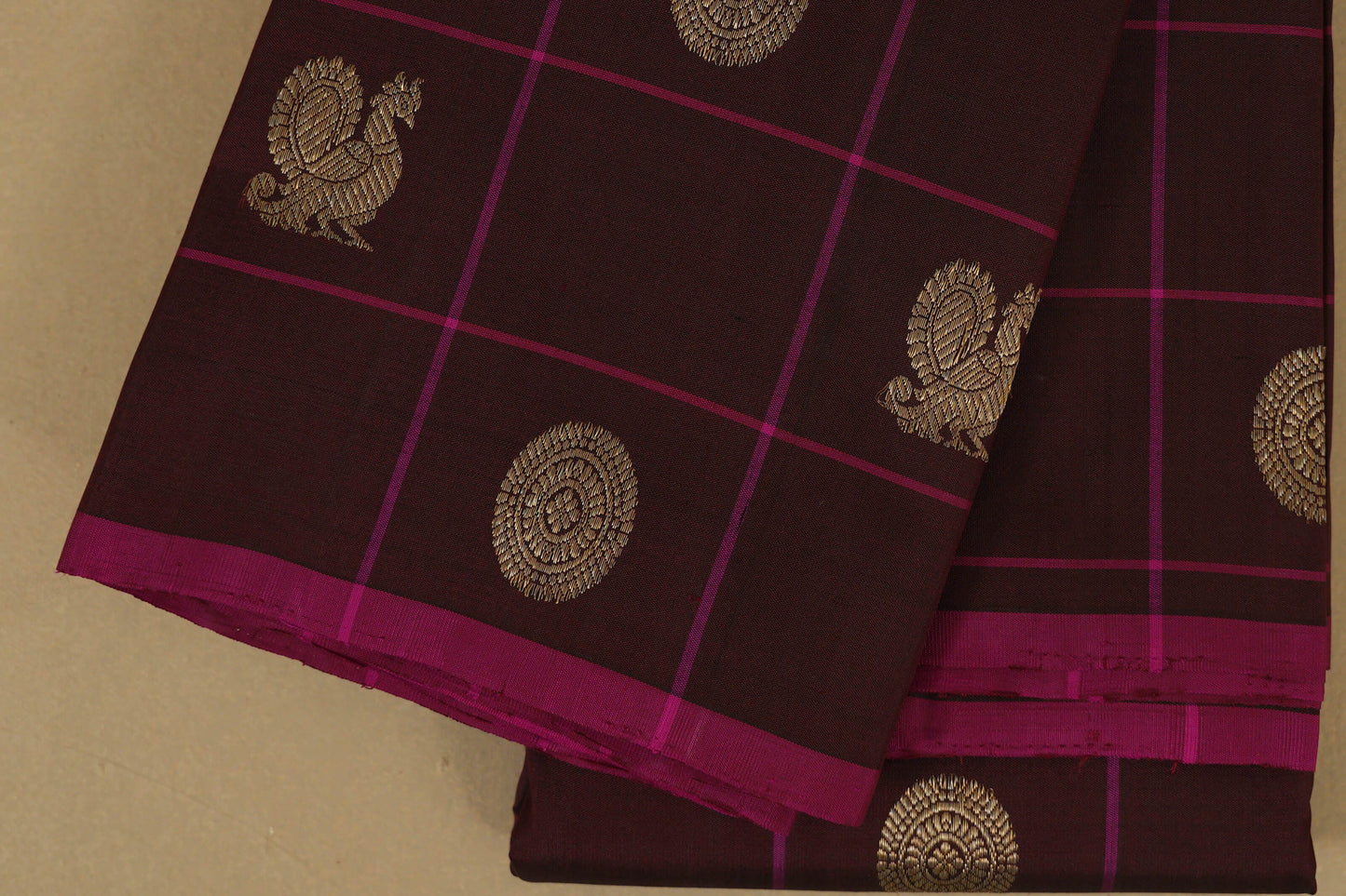 Coffee Brown Borderless Vintage Kanjivaram Silk Saree online