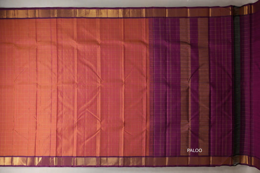 Dual Tone of Yellow and Pink Vintage Kanjivaram Silk Saree SS9395