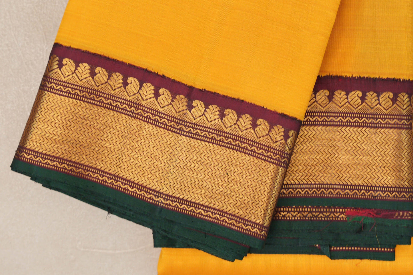 Turmeric Yellow Vintage Kanjivaram Silk Saree borders