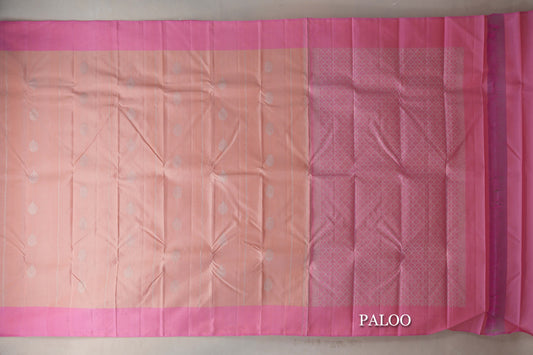 Peach with Baby Pink Borders Vintage Kanjivaram Silk Saree paloo