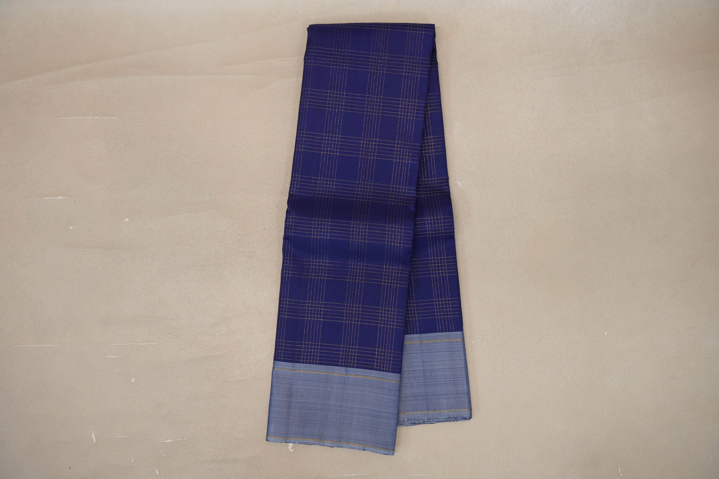 Navy Blue with grey Borders Vintage Kanjivaram Silk Saree SS9425