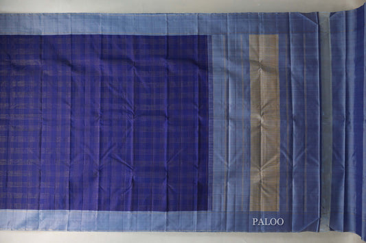 Navy Blue with grey Borders Vintage Kanjivaram Silk Saree SS9425