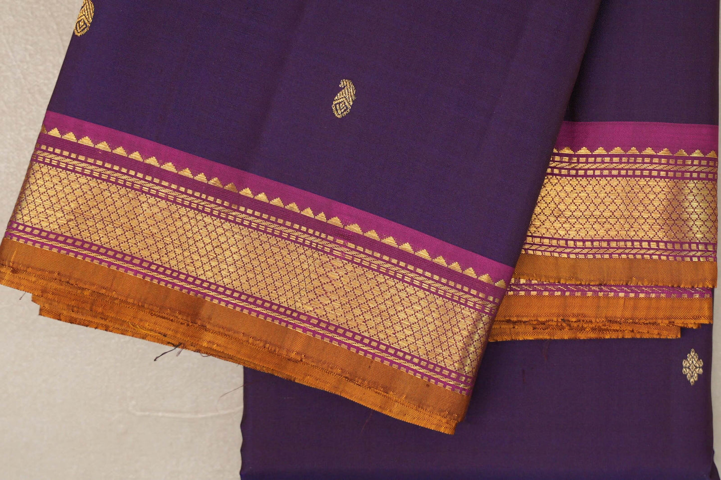 Purple with Magenta Borders Vintage Kanjivaram Silk Saree SS9427