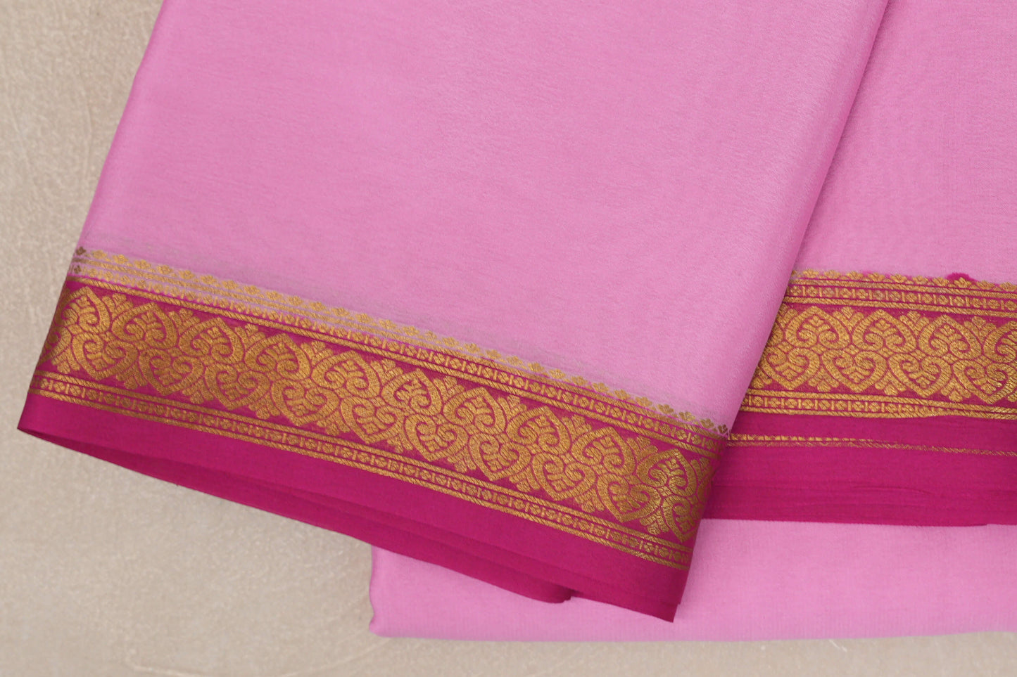 Light Pink Mysore Silk Saree border