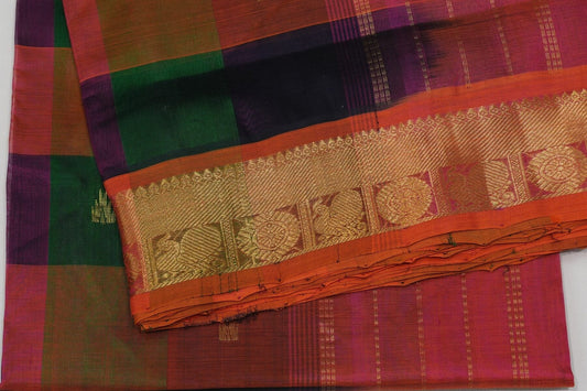 Checked vintage silk cotton saree