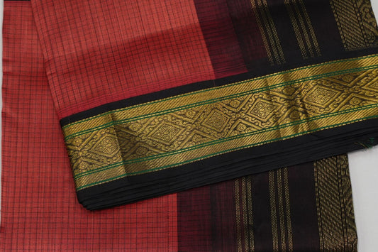 Checked vintage silk cotton saree