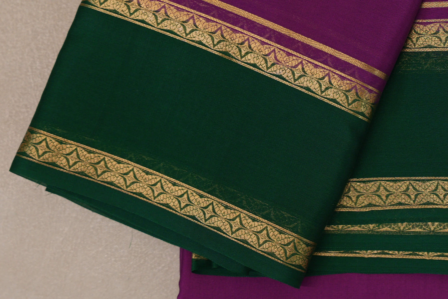 Purple Mysore Silk Saree rettai pettu border