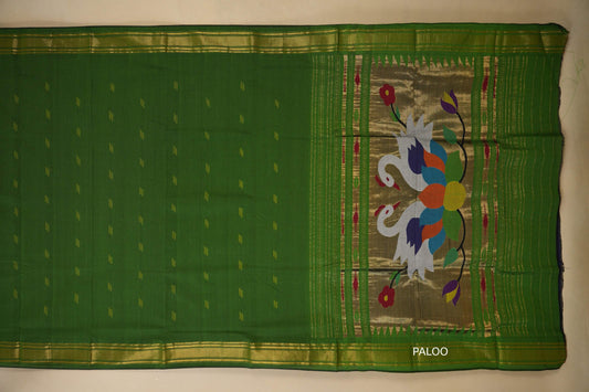 Green Paithani Cotton Saree paloo