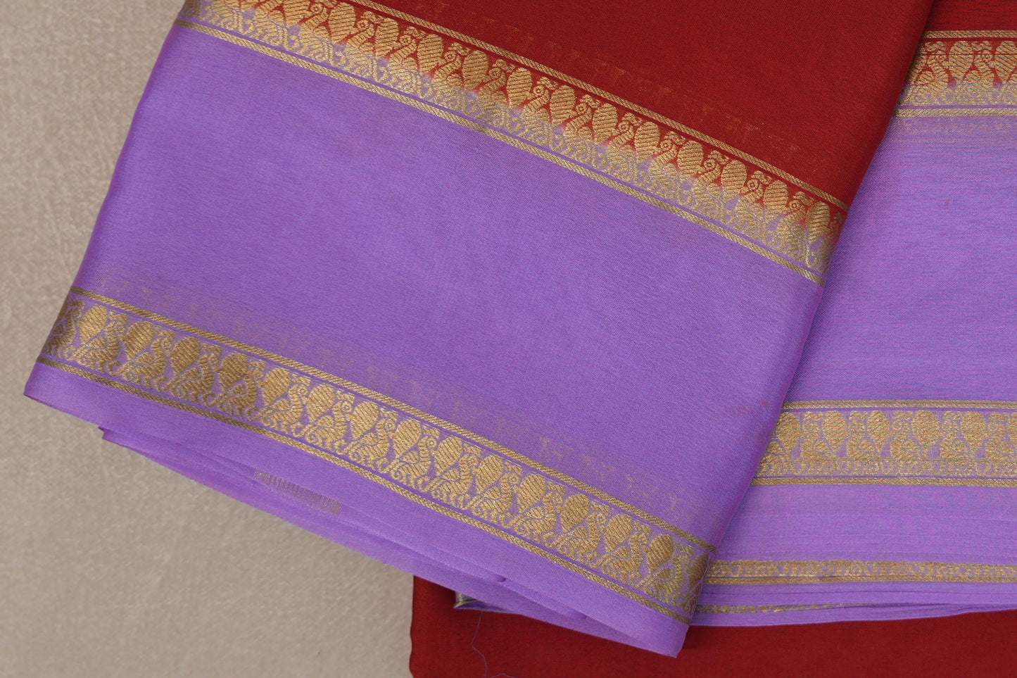 Red Mysore Silk Saree rettai pettu border