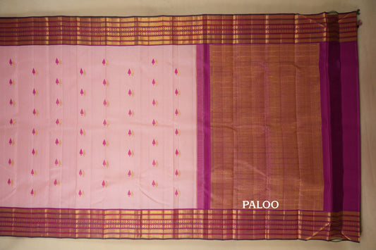 Baby Pink Vintage Kanjivaram Silk Saree Paloo