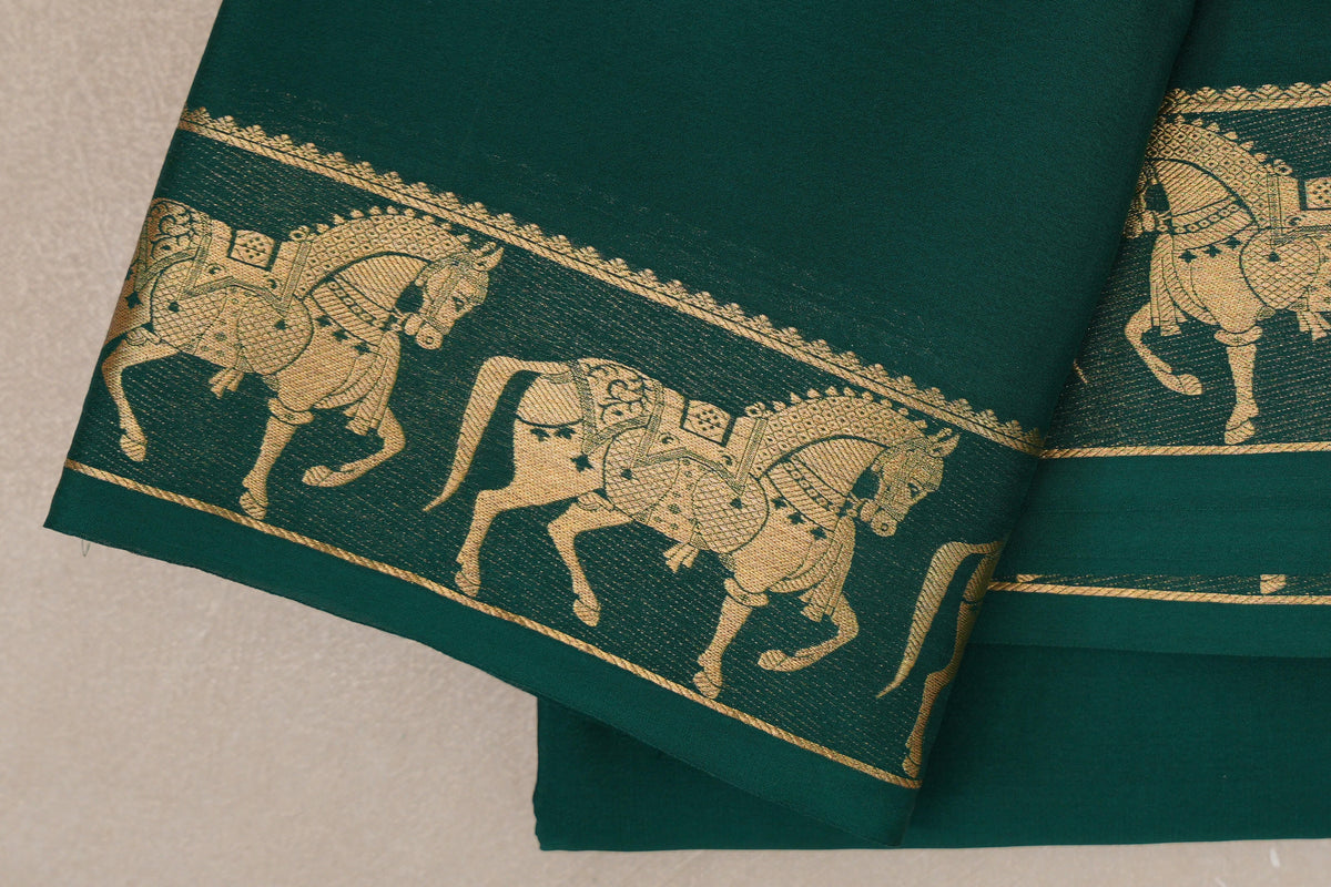 Dark Green Mysore Silk Saree self border