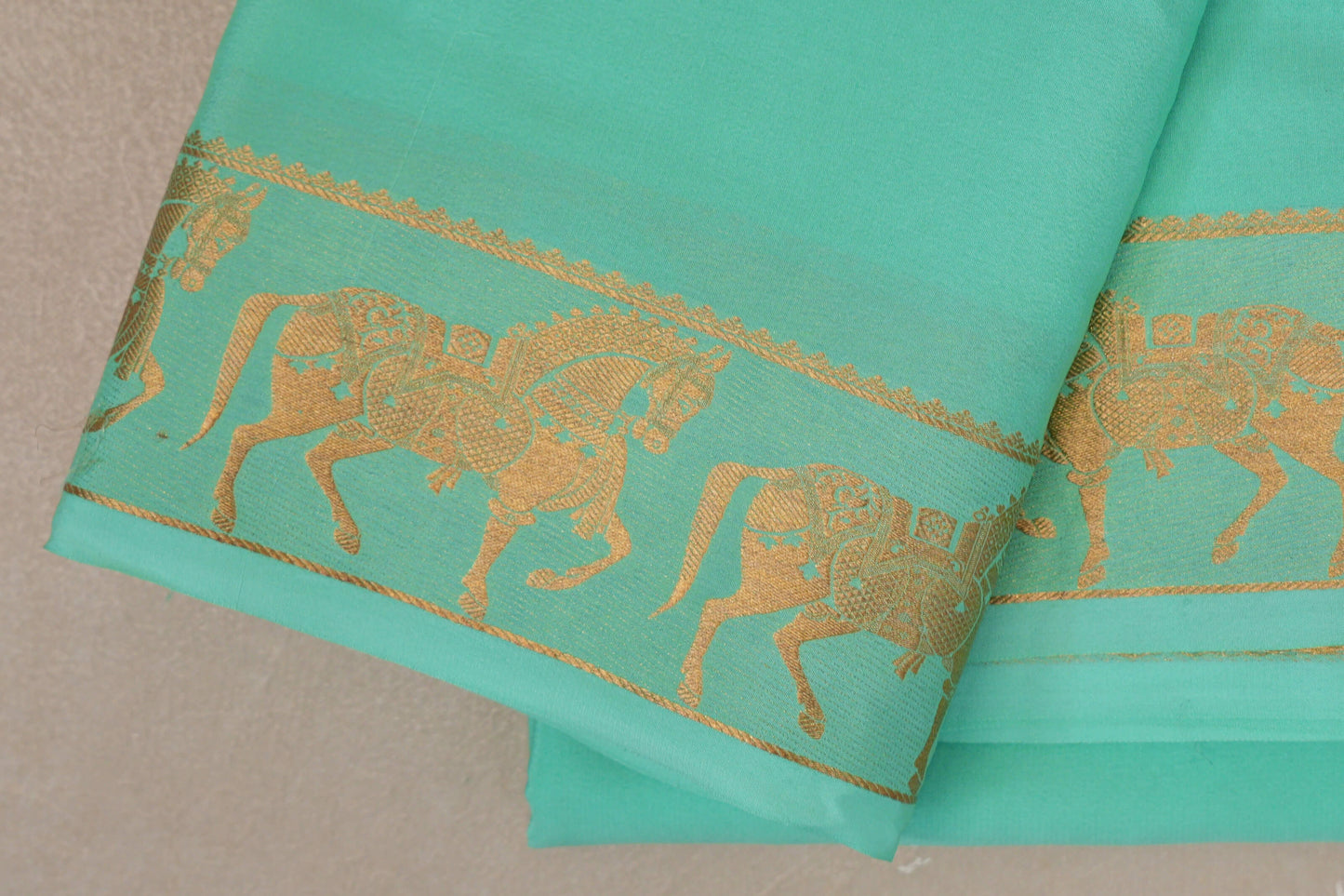 Pastel Mint Green Mysore Silk Saree self border