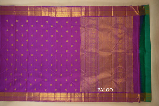 Purple Vintage Kanjivaram Silk Saree Paloo