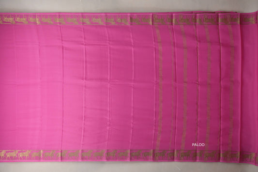 Bright Rose Pink with Self Borders Mysore Silk Saree SS9479