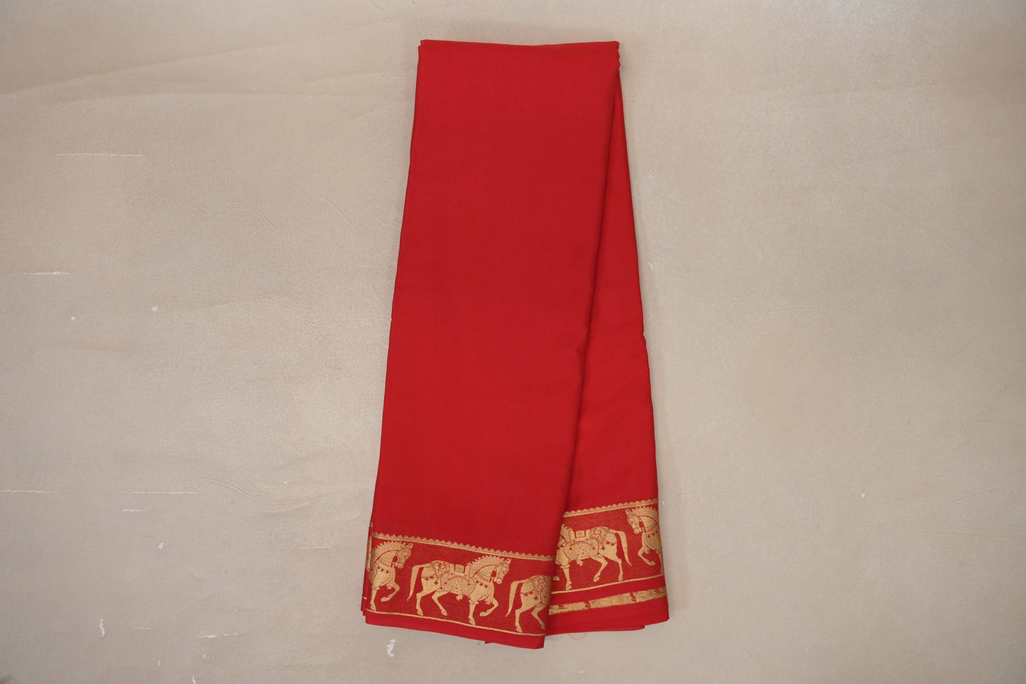 Bright Red with Self Borders Mysore Silk Saree SS9480