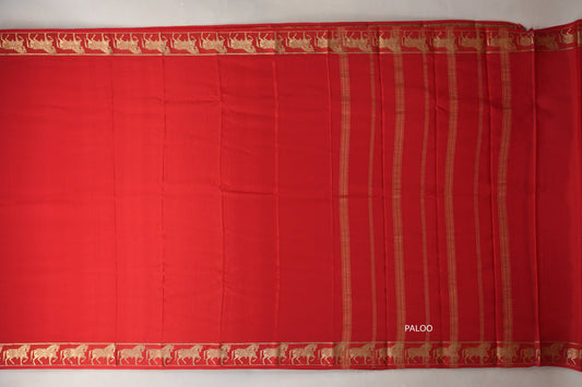 Bright Red with Self Borders Mysore Silk Saree SS9480