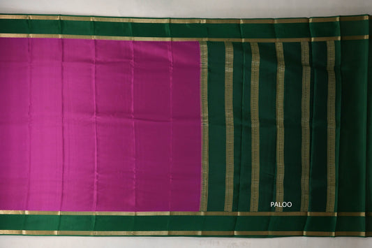 Magenta with Emerald green borders Mysore Silk Saree SS9492