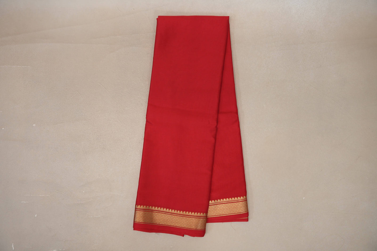 Bright Red with self borders Mysore Silk Saree SS9494