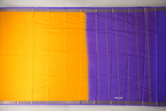 Mango yellow with Lavender borders Mysore Silk Saree SS9495