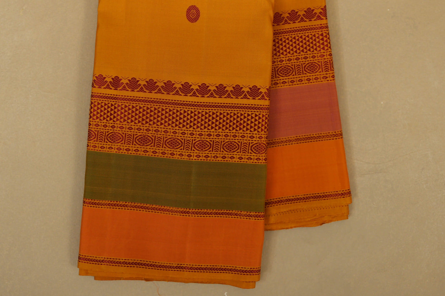 Mustard Vintage Kanjivaram Silk Saree borders