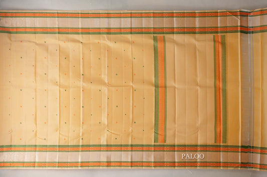 Light Yellow Thread Woven Kanjivaram Silk Saree paloo