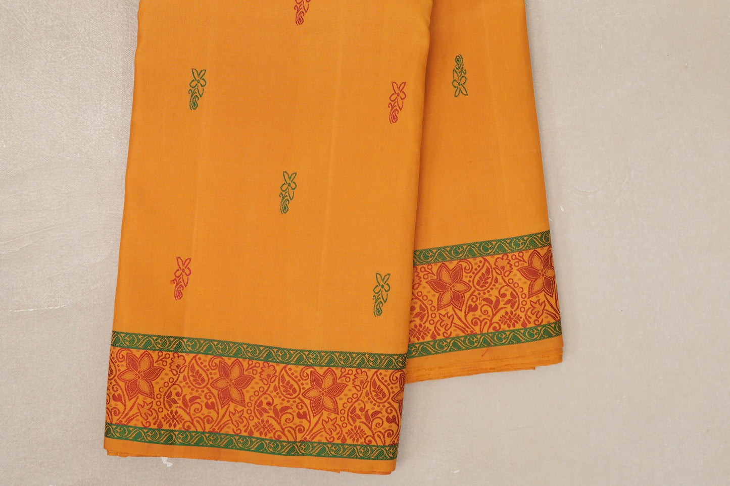 Mustard Thread Woven Kanjivaram Silk Saree border zoom